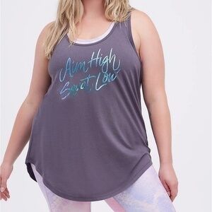 Torrid Aim High Squat Low Performance Cotton Gray Active Tank Size 4 or 26 4X